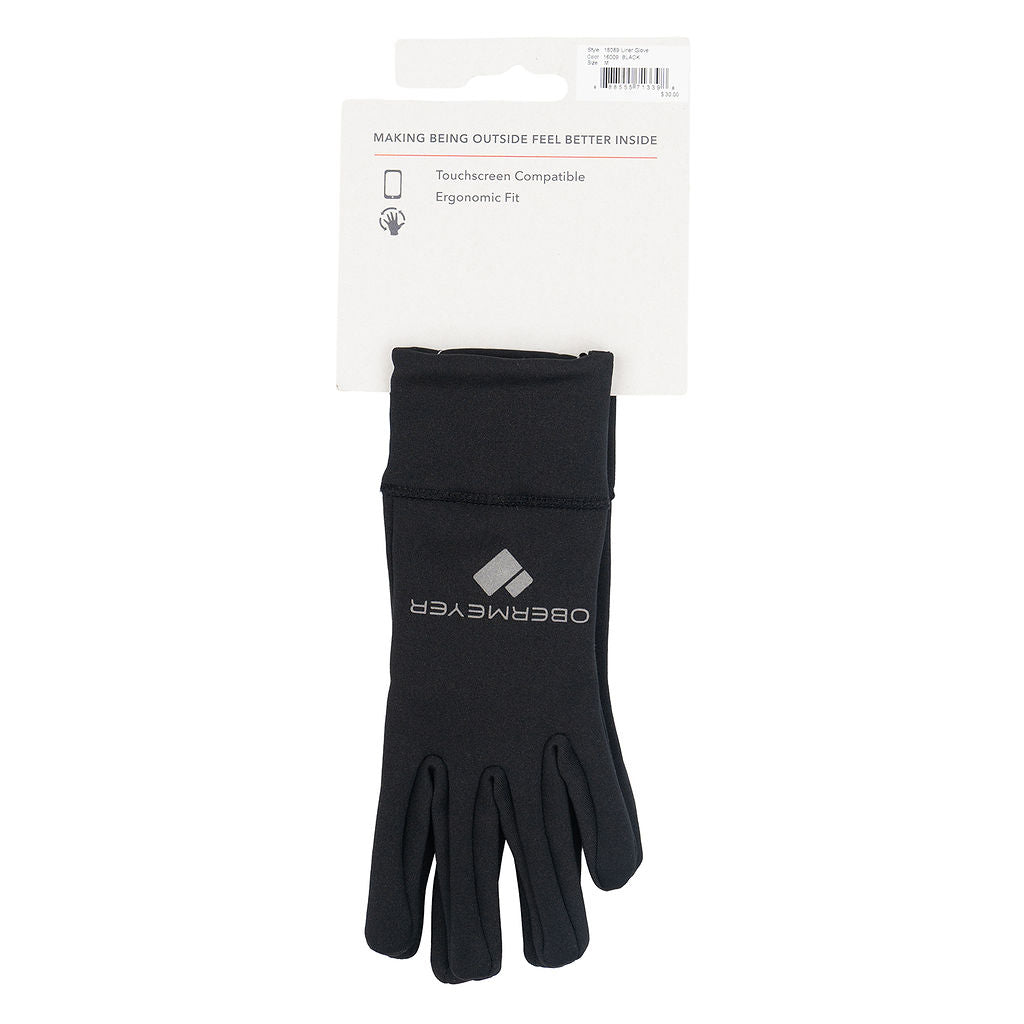 Obermeyer women's black liner gloves size M - palm view