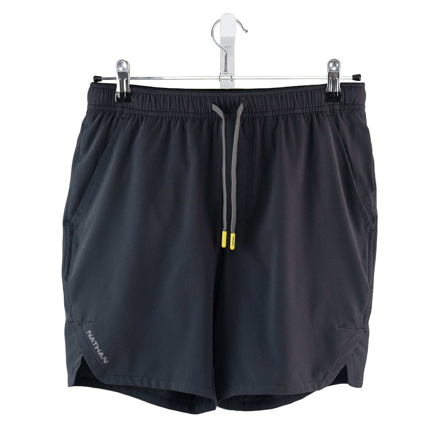 Nathan Men's Essential 7-inch Shorts 2.0 in Black, front view