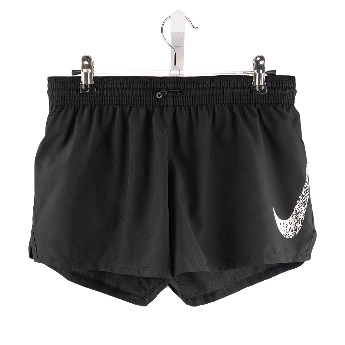 Nike Dri-FIT Swoosh Run women's shorts in Black/White - front view